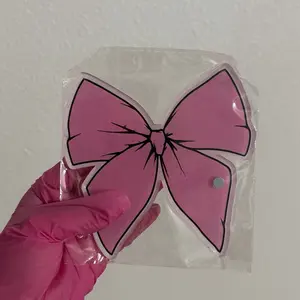 Pink Bow lash tile for Tweezers - Cute Pink Bow with Black Outline for Tweezers