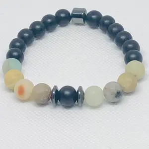 Amazonite, Black Onyx and Hematite Bracelet