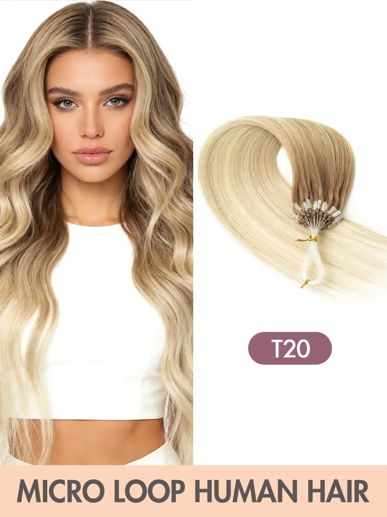 Micro Ring Hair Extensions,Real Human Micro Rings,No Heat or Glue Needed,Soft Silky Healthy Premium Human Hair Extensions,Invisible Hair Extensions,Natural Full Look for Weddings,Dinners,Professional Events,Human Hair Glueless