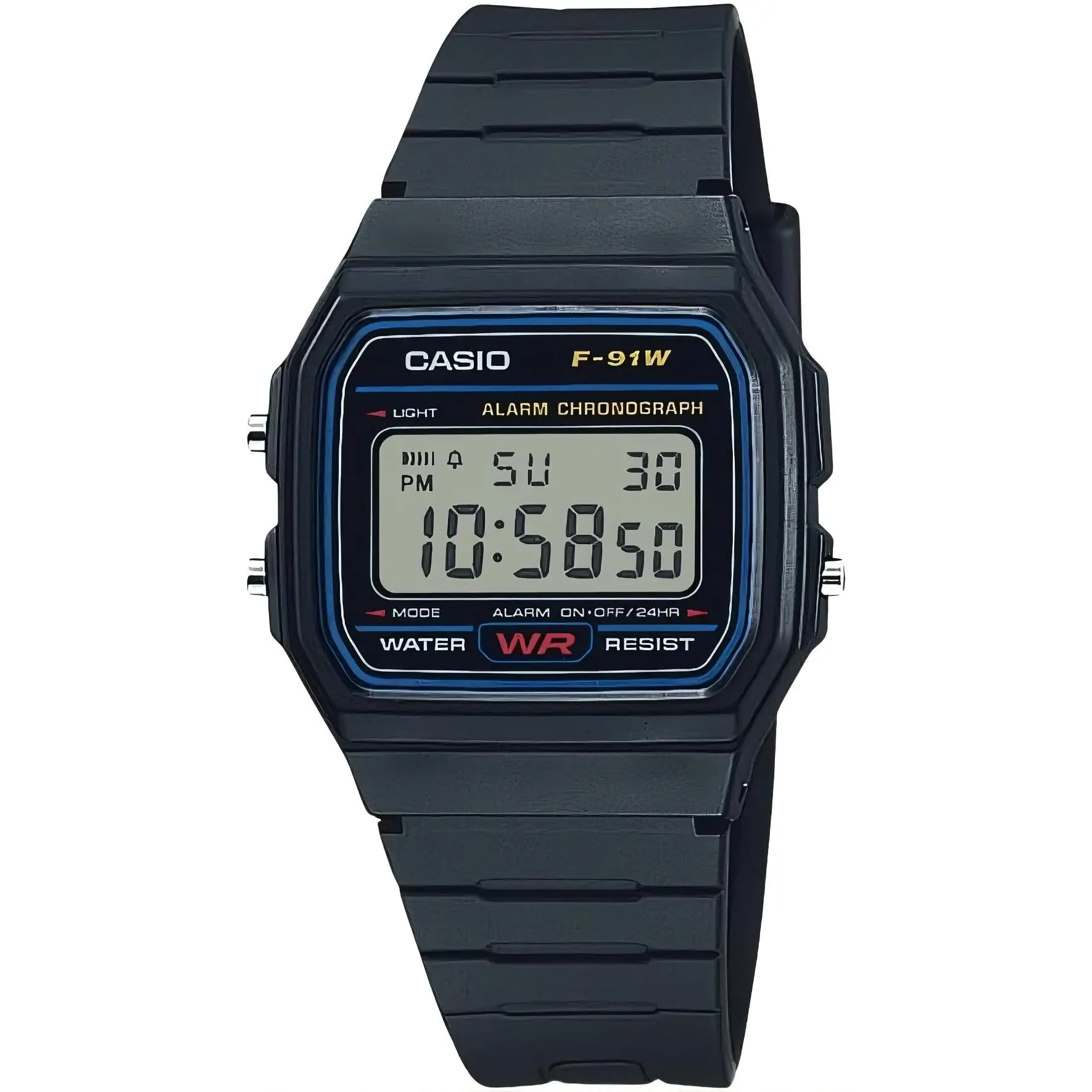 Casio F91W Series | Digital Watch | Water Resistant | LED Light | 1/100 SEC Stopwatch | Regular Time Keeping (HR, Min, SEC, PM, Date, Day) | Daily Alarm | Lightweight | 7 Year Battery