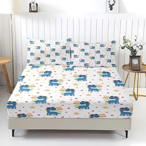3-Piece Cute Cartoon Dinosaur Fitted Sheet Set – Children's Bedroom Decor Jungle Animals Dinosaur Bedding Set Soft, Brightly Colored Duvet Cover with Two Pillowcases Filling Not Included ，Suitable for All Seasons