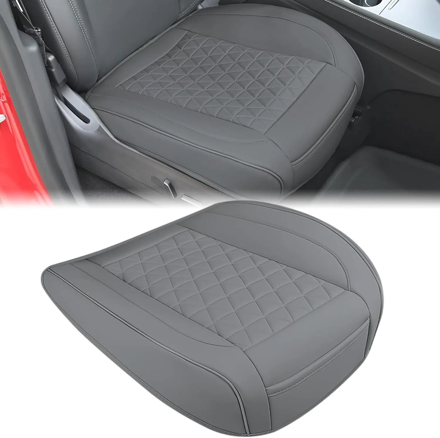 Nilight Gray Leather Car Seat Covers - Waterproof, Anti-Slip, Bottom-Wrapping Auto Interior Accessories with Storage Bag, Wipes Clean with Damp Cloth, Helps Protect Original Seats, Fits Sedans, SUVs, Trucks, Many Car Models for All Seasons