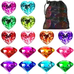 X-TBT100 Big Pool Toys Dive Gems, 16Pcs Lagre Pool Gems Acrylic Diamond Diving Jewels Pirate Treasure Chest Gemstones for Beach Underwater Throw Game Toys Swimming Training Summer Party Favors