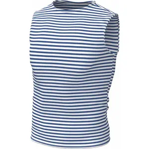 Genuine Striped Tank Top Sleeveless Shirt Light Blue Cotton Original Telnyashka Тельняшка