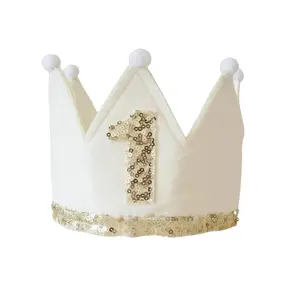 Alimrose – 1st Birthday Crown | Off-White & Pink
