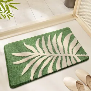 Tropical Leaf Bathroom Rug, Fun Monstera Bath Mat, Crisp Green, Special Leaf  Design, Softness and Comfort, Non-Slip, Quick-Drying, Add  Forest Sense for , 17" x 29", Type #10