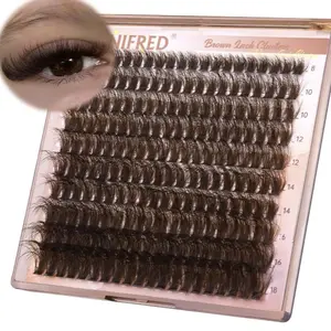 Brown Lash Clusters Dark Brown Individual Lashes Wispy Thick Volume Lash Extension D Curvature Clusters Eyelashes 80D Clusters Lashes by Winifred (8-18mm)