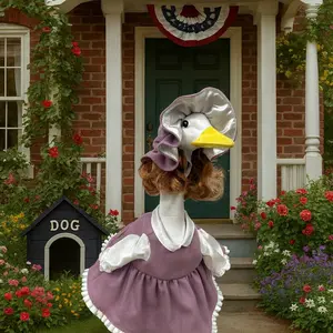 Funny Porch Goose Set, Skirt, Wig, Hat, Outdoor Garden Art Decoration, Fits 23 Inch Lawn Goose, Party Decorations