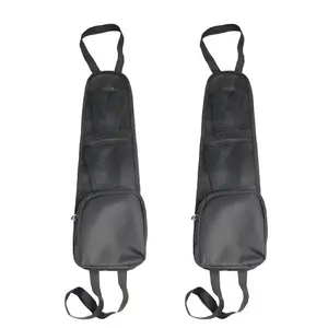 2Pcs Car Seat Side Storage Bag, Oxford Fabric Car Organiser with Mesh Pocket, Hanging Seat Side Bag for Car Interior Storage, Universal Vehicle Seat Organiser for Phones, Bottles, and Accessories