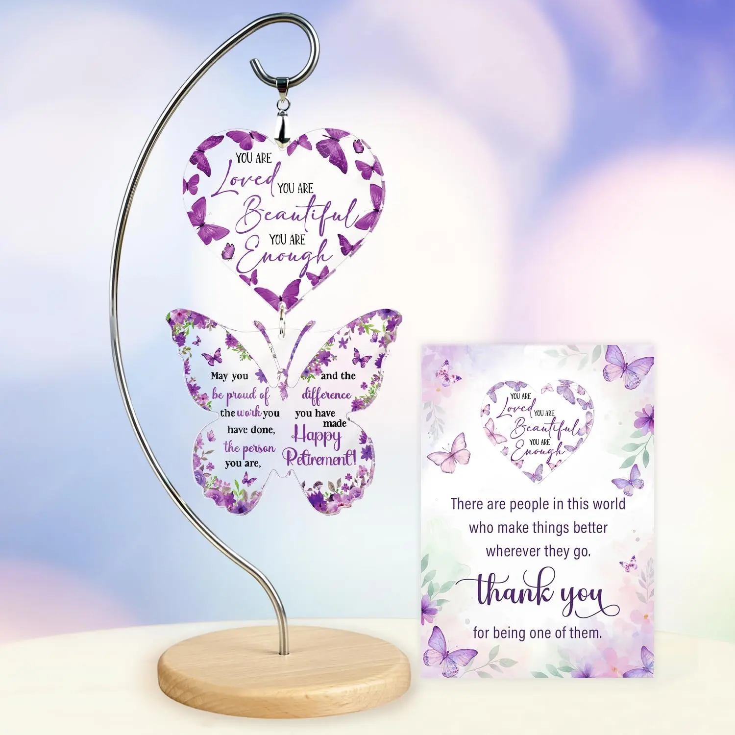 Butterfly Decor Appreciation Gift Set - 2026 Retirement Encouragement Item for Women, First Christmas Farewell Present for Coworkers