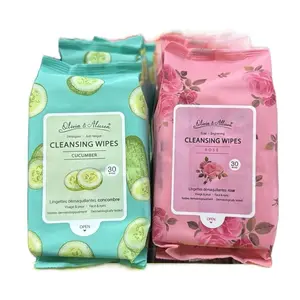 Olivia & Allison Cleansing Wipes Pack of Two Rose & Cucumber 30 Wipes Each Total 60 Wipes Gentle Makeup Remover for Face & Eyes Dermatologically Tested