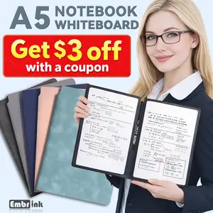 Reusable Whiteboard Notebook, Dry Erase Practice Draft Book with PET Whiteboard Surface, 6-Piece Set with 3 Pens & 1 Sponge Wipe, Infinite Write and Wipe Notebook for Math, Homework, Study Notes, Sketching, Planning, Students Teachers Office and Daily Use