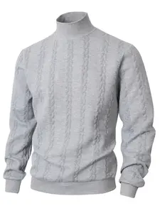 Men's Turtleneck Cable Knit Sweater -Warm and comfortable   Long Sleeve Top for Fall Outfits & Fall Clothing, Multiple Colors | Men's Clothing Essential  It can be used as an inner layer sweater in winter