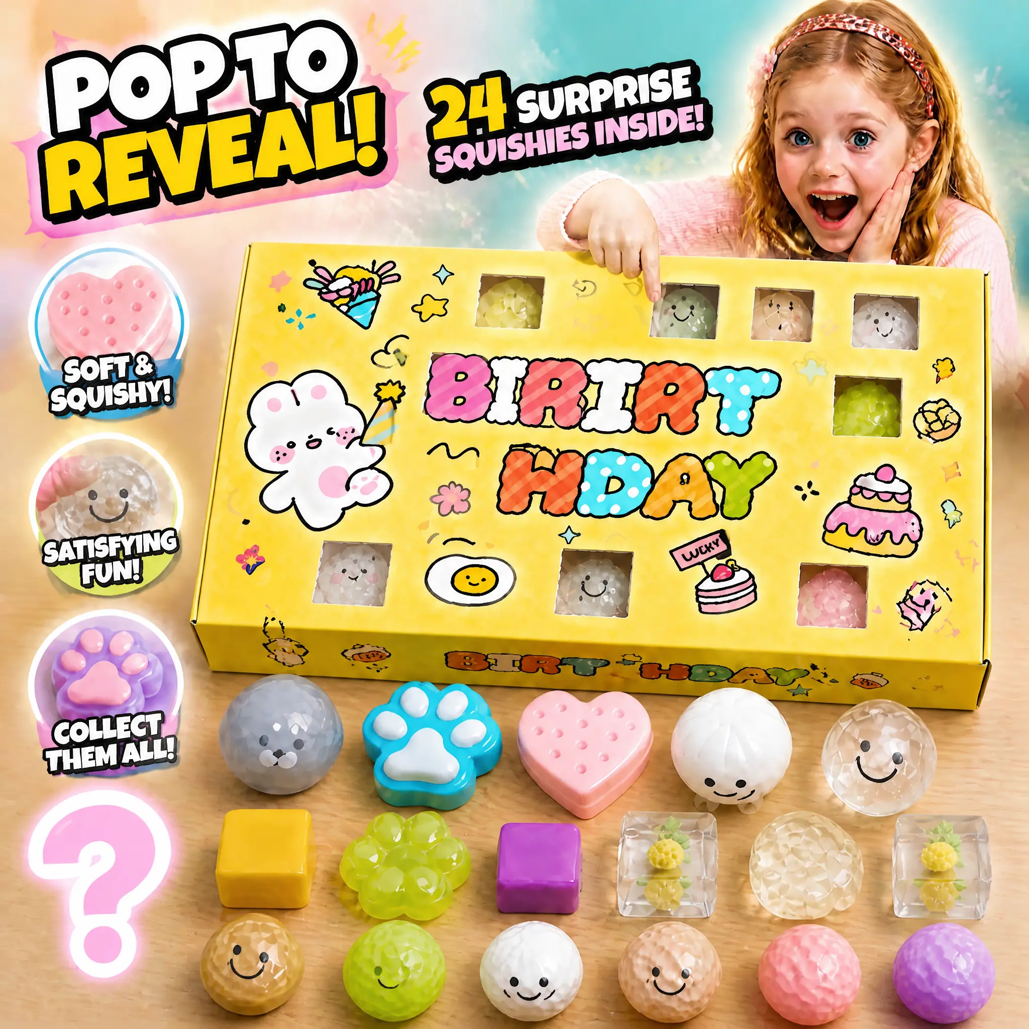 “Stamp & Squeeze” countdown 24-grid “squeeze for fun” gift set—perfect for birthday and holiday gifts