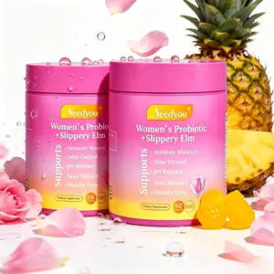 Her Juicy Feminine Probiotics Gummies – All-in-One Soothing Formula Slippery Elm Bark, Prebiotics & Lactobacillus Complex for Women’s pH Balance & Dryness Relief, Hawaiian Pineapple 60 Counts