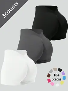 Women's V-Butt Fitness Shorts, Natural Waistline, Simple Solid Color Design, Summer Comfortable Wear, Ideal for Active Lifestyle and Daily Use, Soft Stretch Shorts