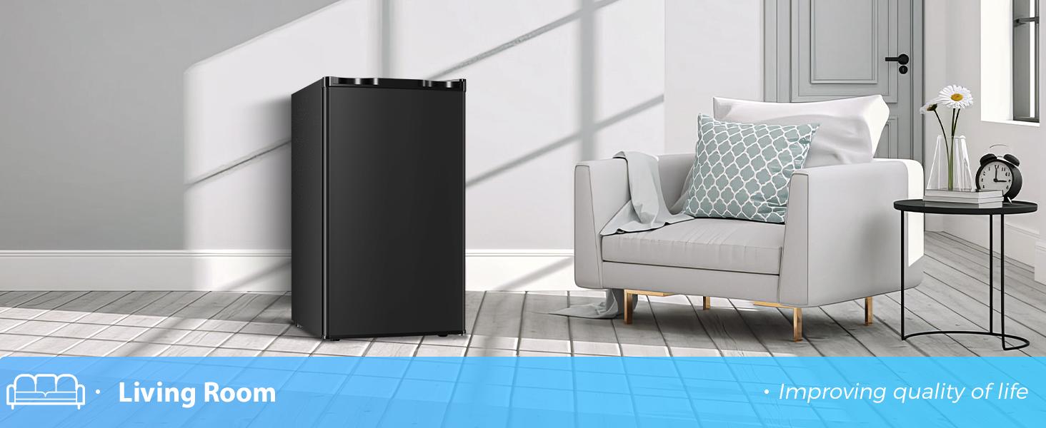 Antarctic Star 3.2 Cu.Ft. Mini Fridge with Freezer, Small Refrigerators with Adjustable Thermostat, Low Noise, Energy Saving, Compact Refrigerators for College Dorm, Office, Bedroom, Apartment, Black