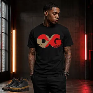 Sneaker Match T-Shirt, "Black Brown Red Classic Logo" Streetwear Graphic Tee, Gildan 5000 Heavy Cotton