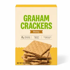 Honey Graham Crackers, Sweet Crunchy Cream Cracker Snack for S'mores, Baking & Dessert (14.4 oz)