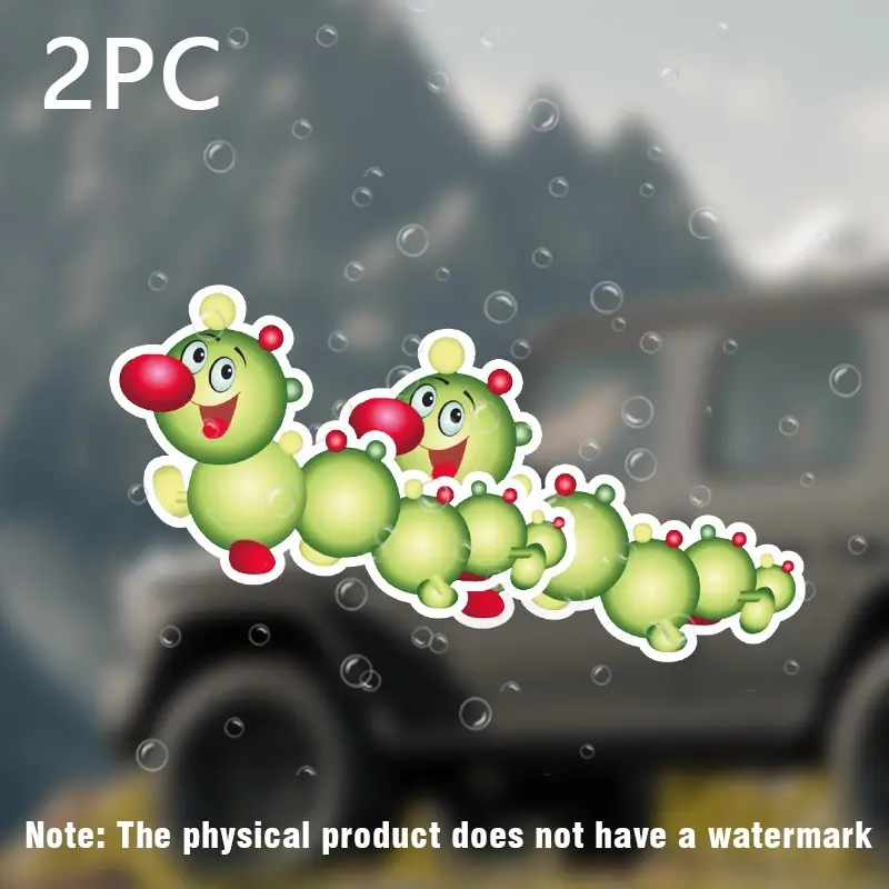 2PCS/SET Cartoon Caterpillar Style Car Sticker for Car Body, Motorcycle Decoration, Notebook, etc., Create Parent-Child Cute-Styled Items, A Must for Families with Kids & Personalized Car Owners, Help Your Car Show Unique Childlike Fun Taste