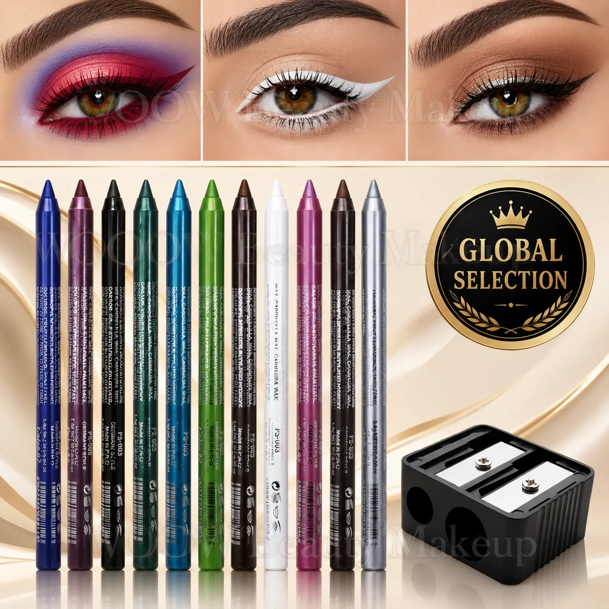 12 Pcs Luxury Eyeliner Pencil With Sharpener Set Matte Waterproof Long Lasting Non Easy Fade Eyeshadow Pens Shine Pearl Smoky Punk Freckle Eye Makeup Pen Cosmetic