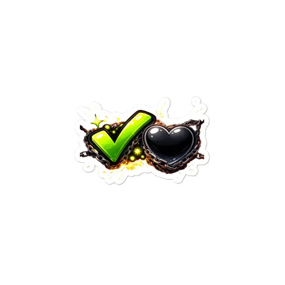 check mark and black heart stickers
