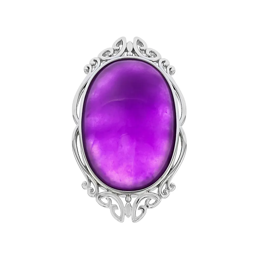 JTV Purple Jadeite Rhodium Over Brass Ring, 30x20mm