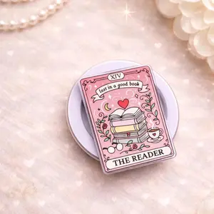 The Reader Tarot Card MagSafe Phone Grip: Lost in a Good Book Pink Bookish Aesthetic Magnetic Phone Holder, Cute Reader Gift, Kindle Popgrip