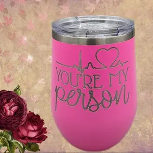 Custom Engraved Insulated 12oz Stemless Wine Glass with Lid Drinkware Flasks