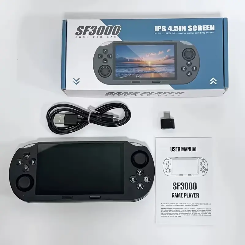 SF3000 Vintage Handheld Console - Open Source Linux System, IPS HD Screen, 64GB TF Card, Dual Joysticks & USB Rechargeable Battery | Portable Gaming Computer, Classic Controller, Compact Design for Travel and Home Use | Ideal Gift