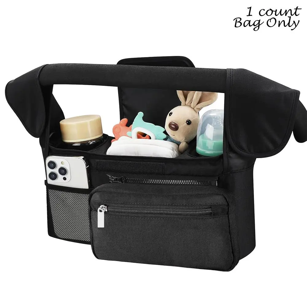 Baby Stroller Storage Bag with Bottle Pockets, 1 Count Multi-functional Diaper Organizer Pouch, Baby Carriage Bag, Summer Gift, Baby Travel Essentials