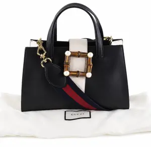 Pre-owned GUCCI Pony-style Calfskin Tote Bags Nimfair Black Handbag