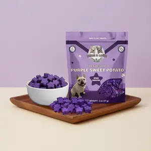 Benji & Louie Freeze Dried Purple Sweet Potato - Star Shaped Treats for Dogs & Cats - Natural Healthy Dog and Cat Treats, Meal Topper for Cats dan Dogs, Single Ingredient, 2 oz