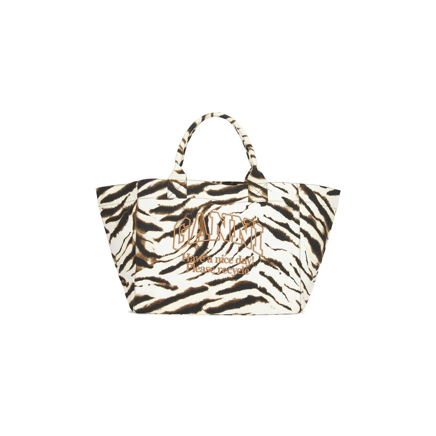 Ganni Xxl Shopper Zebra Bag in Egret