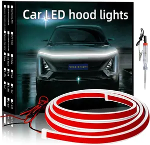 Led Hood Light Strip Exterior Car Led Strip Light Waterproof Flexible DRL Dynamic Scan Start Up Hoodbeam Kit Daytime Running Lights for Car,Truck,SUV,12V 59inch,White,1 Set