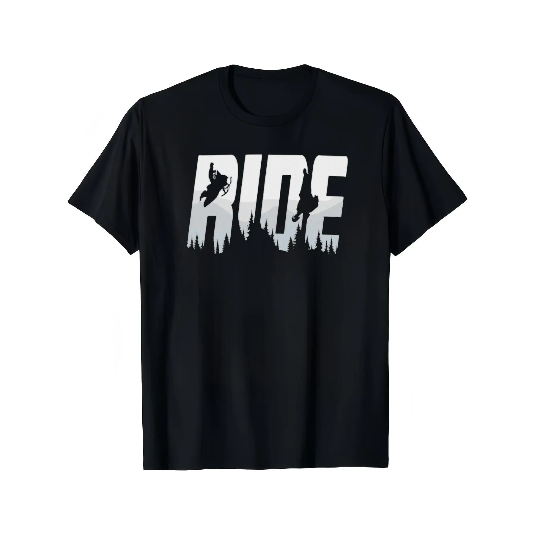 'S & 'S Short  1pc Men's & Women's Snowmobile Ride Graphic T-Shirt - 180g Relaxed Fit Short Sleeve Tee with Bold RIDE Lettering & Mountain Design, Black Casual Summer Shirt for Outdoor Adventures, Gifts