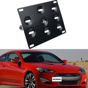 JDM Front Bumper Tow Hook License Plate Mount Bracket Holder Tow Hole Adapter Bolt On for 10-16 Hyundai Genesis Coupe