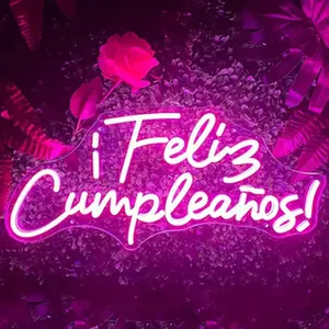 Happy Birthday Neon Sign Feliz Cumpleaños LED Acrylic Decor with USB Chain Light Modulator Reusable Art for Wall Bedroom Bar Home Decor