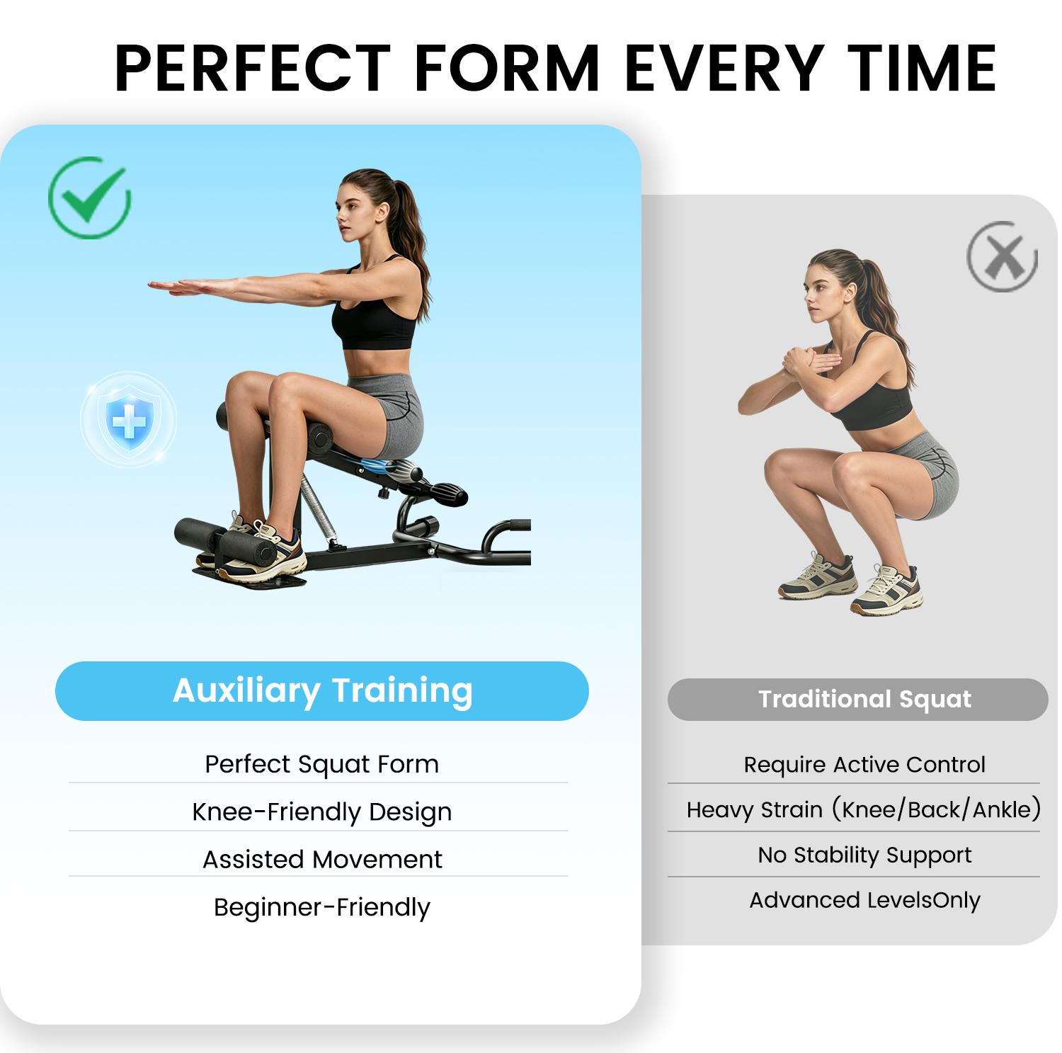 Ranbro Professional Squat Machine, Multi-Use Home Workout Station for Abdominal & Leg Training, Adjustable Core Strength Fitness Equipment with Resistance Bands, Full Body Exercise Machine for Stability & Power, Space-Saving Personal Home Gym