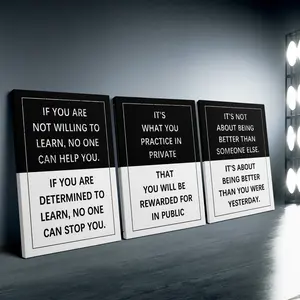 Inspirational Canvas Wall Art Poster Set, Motivational Quotes Printed on Wood, Entrepreneurial Decor Bundle, Pack of 3