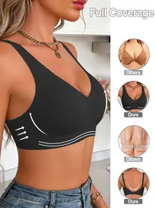 Wireless Jelly Strip Support Bra for Women, 360° Soft Lift Full Coverage Basic Everyday Underwear Bra with Adjustable Straps, Anti-Sagging Side Support Breathable Seamless Bra