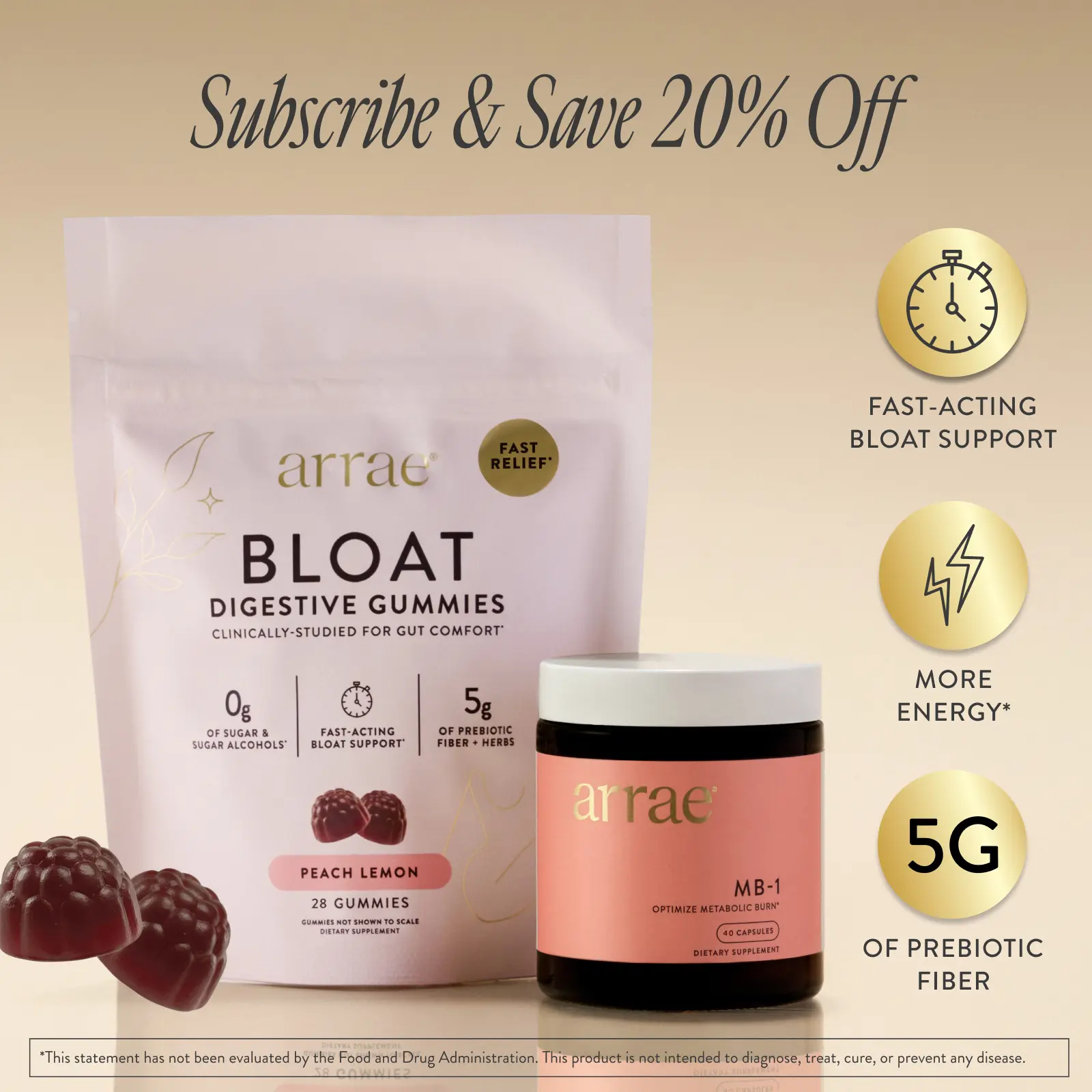 Arrae String Bikini Bundle | Fast-Acting Bloating Relief Digestive Enzymes + Natural Energy & Health Support | Organic Supplement Dietary Healthy Gut Probiotics Edible Debloat Detox Fitness