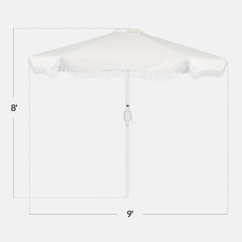 Best Choice 9ft Fringe Market Umbrella – Boho Patio Sunshade w/ Tilt, UPF50+, Steel Pole for Table, Pool, Deck