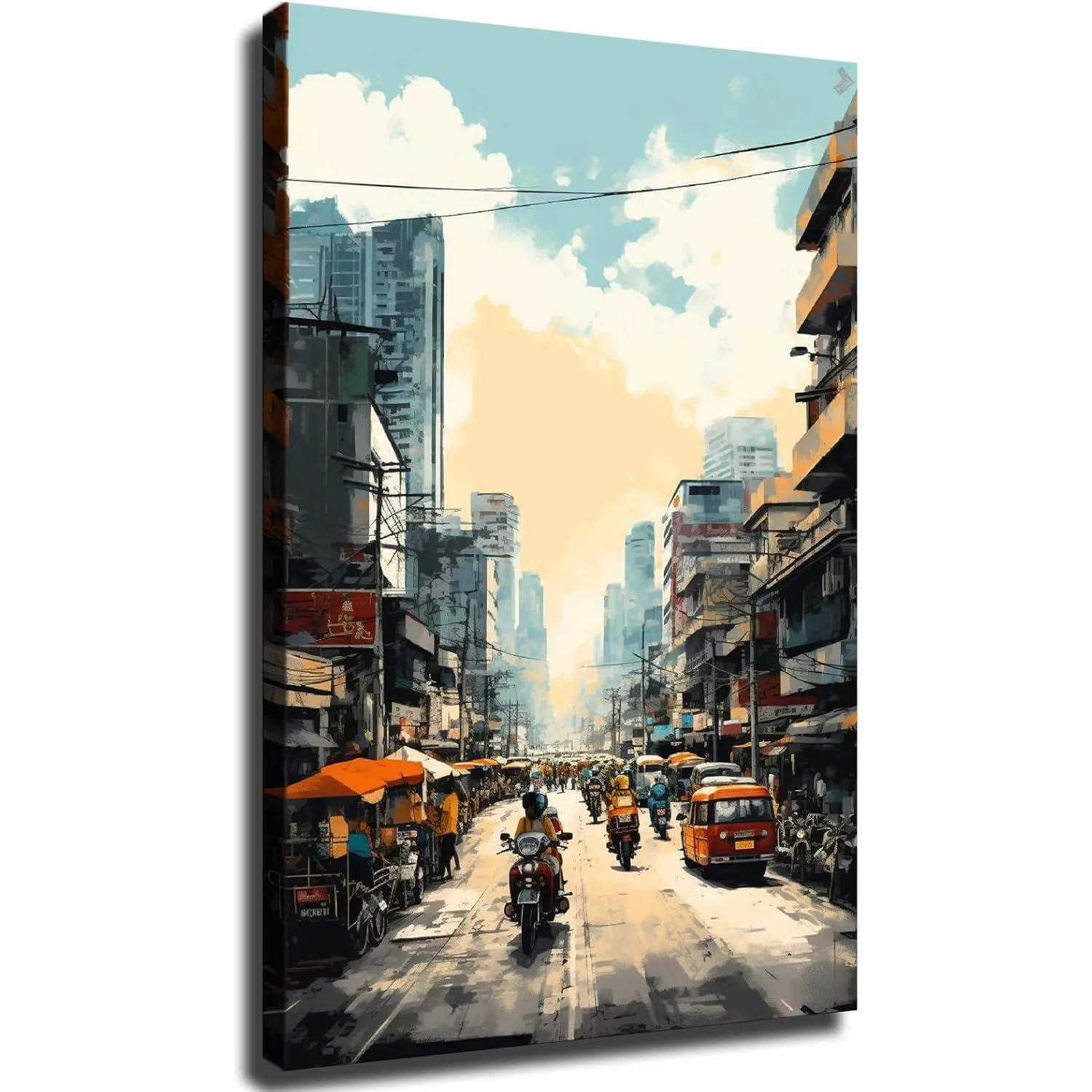 Manila Bustling Streets Wall Art, Filipino Wall Art, Philippines Travel Home Wall Decor For Living Room Ready To Hang (Framed,08*12 inch)