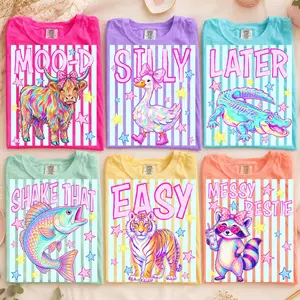 Comfort Colors Later Gator Shirt, Striped Summer Animal Tee, Easy Tiger Graphic Shirt, Preppy Coastal Loose Goose Tee