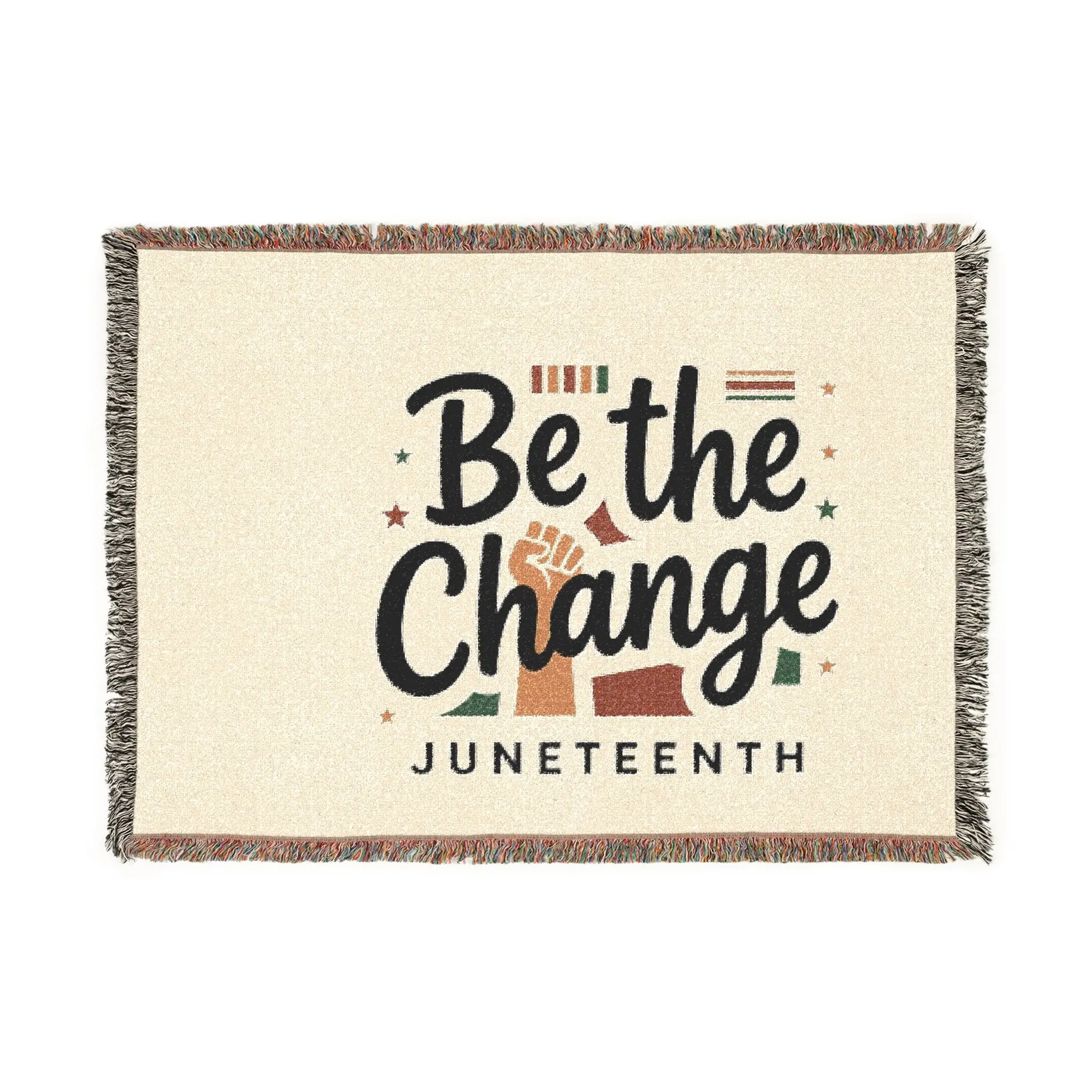 Threads & Co Juneteenth Heritage Commemorative 100% Cotton Throw Blanket - Handwoven Texture, Artisan Look, Bold Message, Multi-Size, Machine Washable, Feel Cosy, Be the Change Decor, Ideal for Community Gatherings