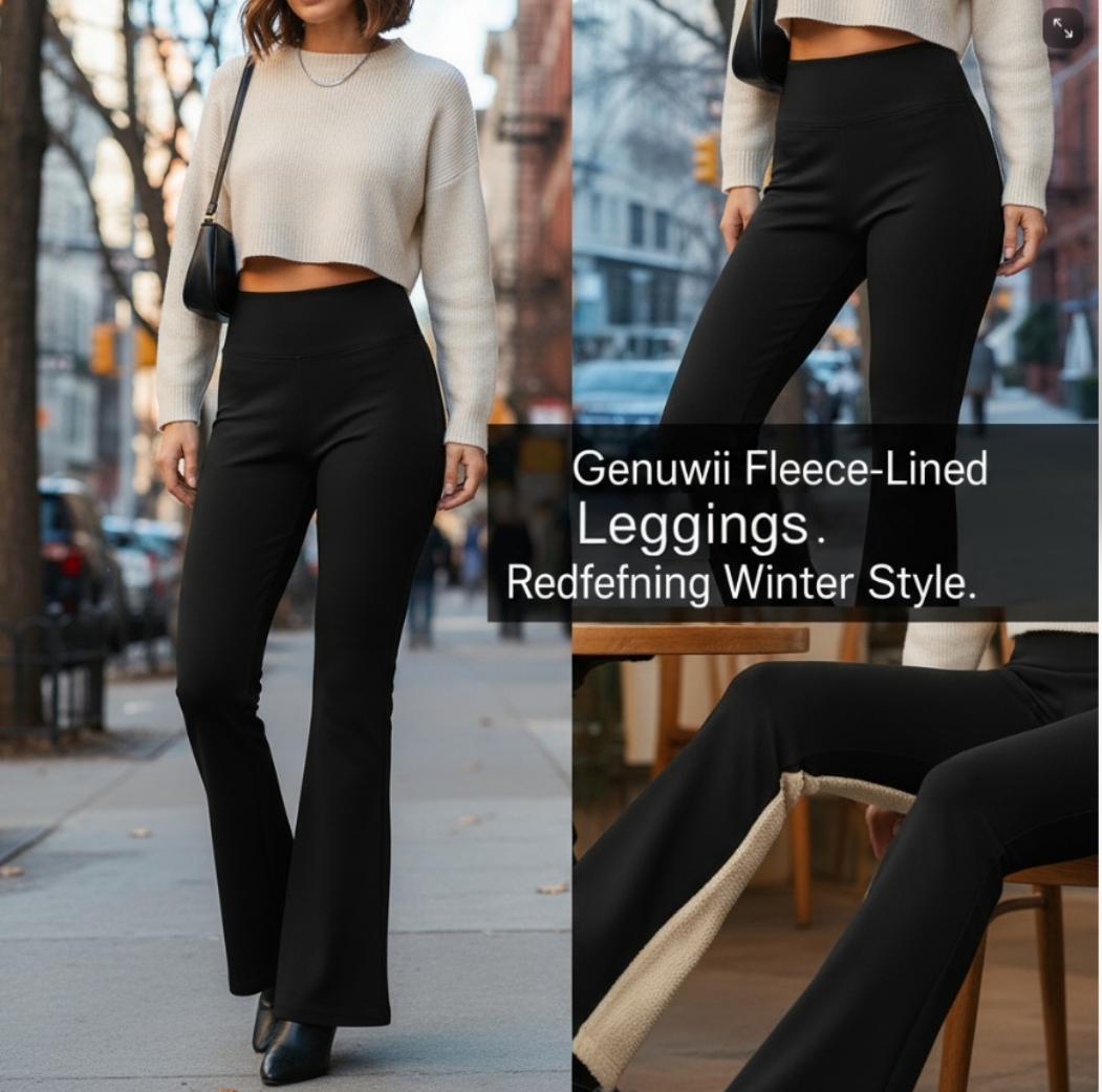 Womens Thermal FLeece Lined Genuwii Leggings for Cold Winter Warm, High Waist Flared Leg Women's Cozy Workout Wear Fleece Pants for Yoga Riding Casual Everyday Wear Ladies Bottoms for Autumn/Winter Going Out Bottoms【TikTokShopBlackFriday】