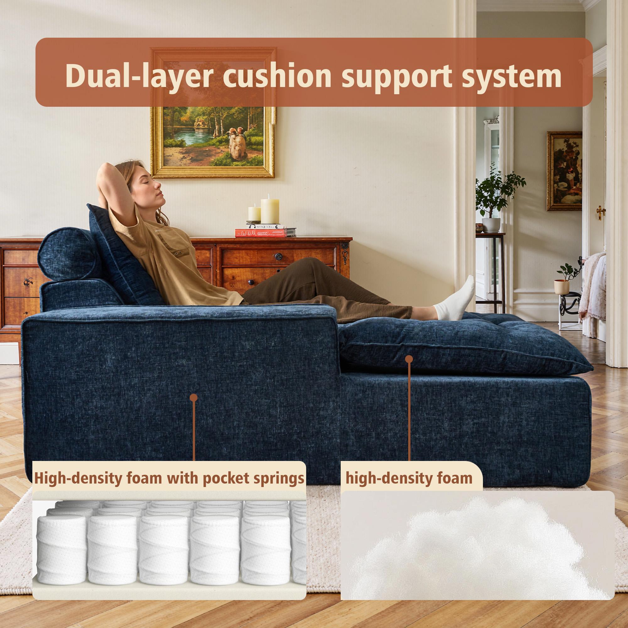 【Back To School】OVIOS 106" Modular Cloud Couch, Oversized Deep Seat Chenille Sectional Sofa with Chaise, Boneless No-Assembly L-Shaped Couch for Living Room, Apartment & Home Theater, Cream White 【Back To School】OVIOS 106" Modular Cloud Couch, Oversized Deep Seat Chenille Sectional Sofa with Chaise, Boneless No-Assembly L-Shaped Couch for Living Room, Apartment & Home Theater, Cream White