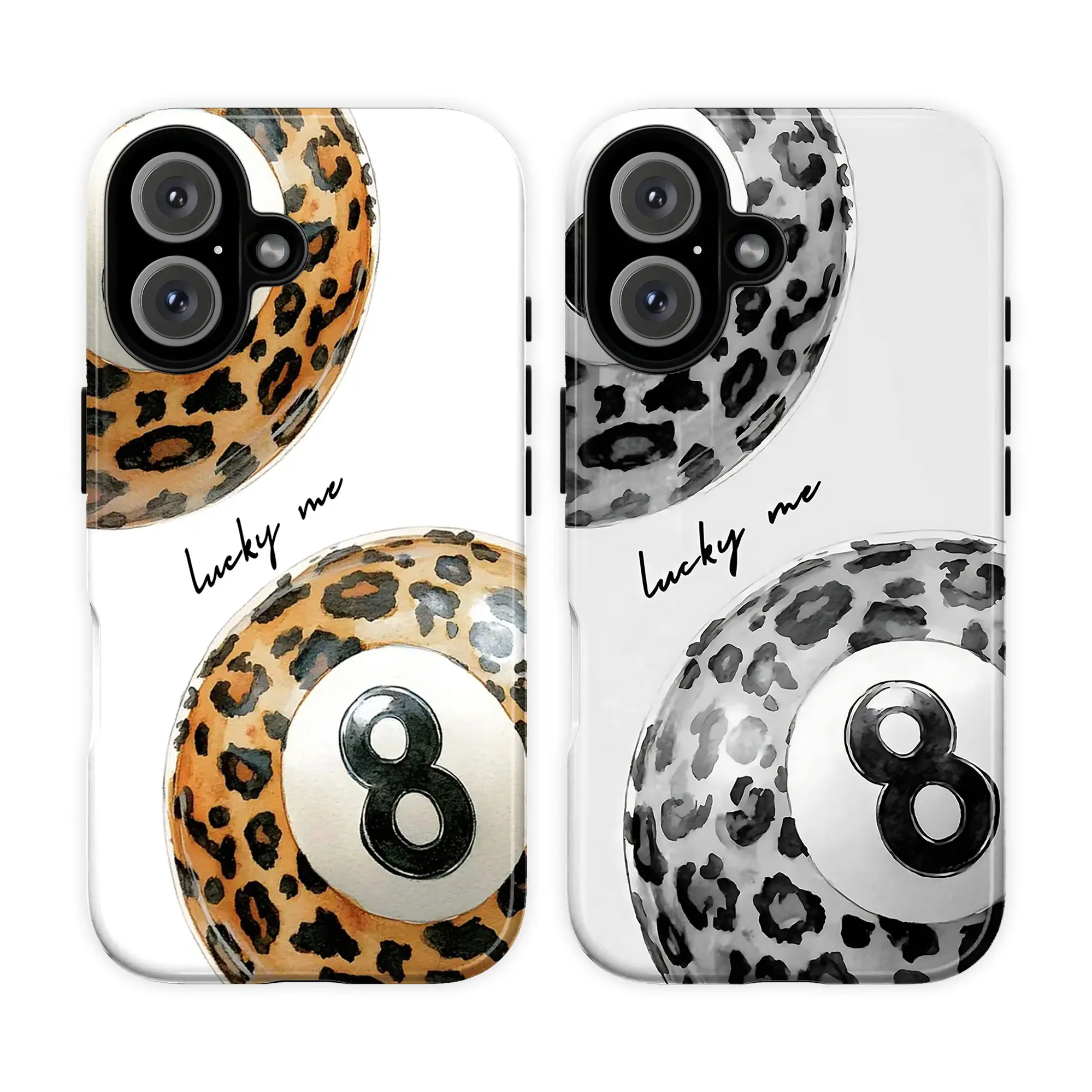 Leopard Pattern Design for Billiards No. 8 Cover for iphone 17 phone case 16 pro max 15 Plus 14 13 12 11 Cute, clear, military-grade, high-end, durable, shockproof, and drop-resistant 2-in-1 glossy phone case