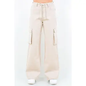 American Bazi Full Size Drawstring Wide Leg Cargo Pants Plus Size